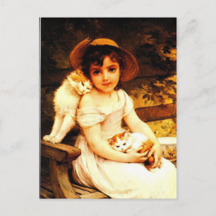 Carte Postale Art vintage Imprimer "Girl with Kittens" par Munie