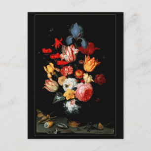 Carte postale Art vintage Nature morte Fleurs Inse