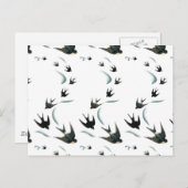 Carte Postale Art vintage Swallow Birds (Devant / Derrière)