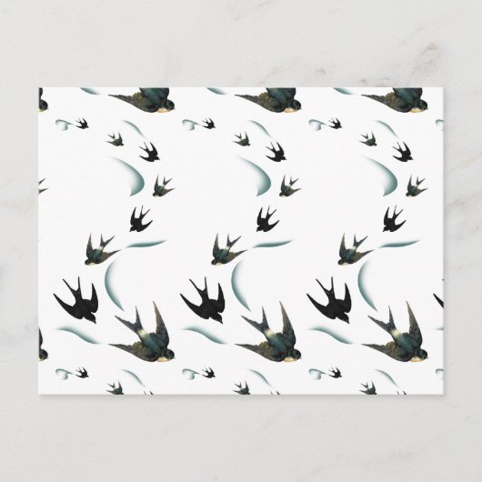 Carte Postale Art vintage Swallow Birds (Devant)