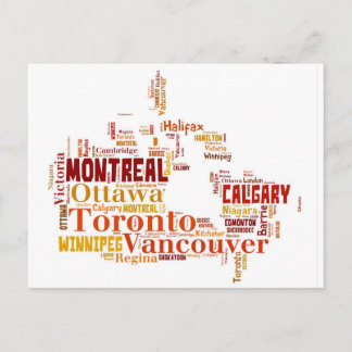 Carte Postale Art Word des villes du Canada