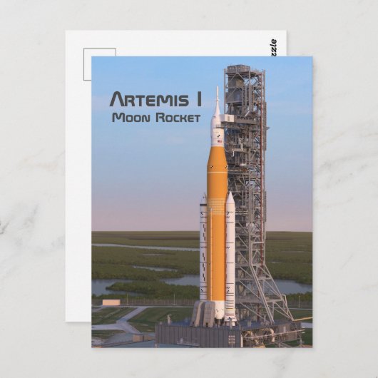 Carte Postale Artemis Une Lune Rocket sur Pad (Devant / Derrière)