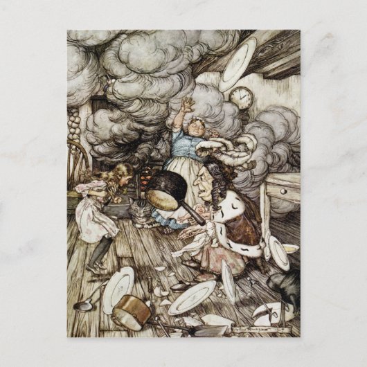 Carte Postale Arthur Rackham | Dans la cuisine de la duchesse, i (Devant)