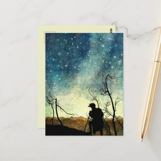 Carte Postale Arthur Rackham Illustration NIght Silhouette (Devant/Arrière en situation)