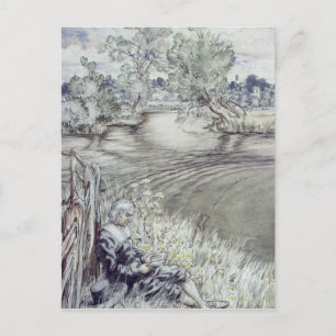 Carte Postale Arthur Rackham  Izaak Walton incliné contre un F