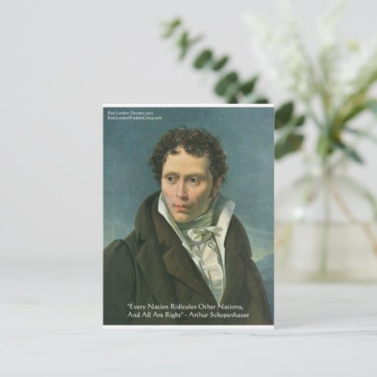 Carte Postale Arthur Schopenhauer "Nations Ridicule" Don de devi (Debout devant)