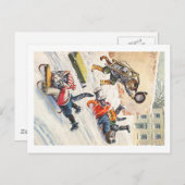 Carte Postale Arthur Thiele - Bobsledding Chats Anthropomorphes (Devant / Derrière)