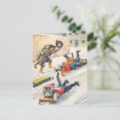 Carte Postale Arthur Thiele - Bobsledding Chats Anthropomorphes (Debout devant)