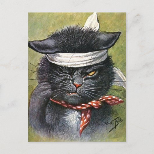 Carte Postale Arthur Thiele - chat avec des mal de dents (Devant)