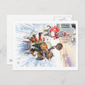 Carte Postale Arthur Thiele - Chats Aller Dormir Sur La Neige (Devant / Derrière)