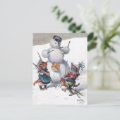 Carte Postale Arthur Thiele - Chats Jouer avec le bonhomme de ne (Debout devant)