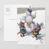 Carte Postale Arthur Thiele - Chats Jouer avec le bonhomme de ne (Devant / Derrière)