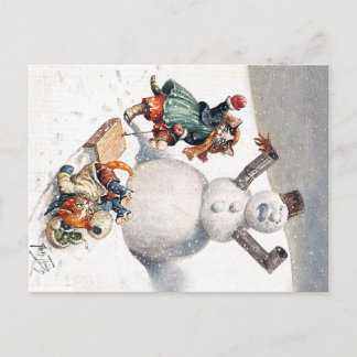 Carte Postale Arthur Thiele Chats Jouer dans la neige