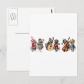 Carte Postale Arthur Thiele - Orchestre de chats dans la neige (Devant / Derrière)