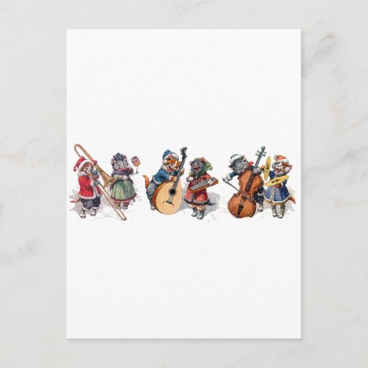 Carte Postale Arthur Thiele - Orchestre de chats dans la neige (Devant)