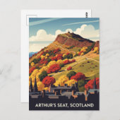 Carte Postale Arthur's Seat Edinburgh Vintage voyage écossais (Devant / Derrière)