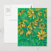 Carte Postale Artichauts de Jérusalem Fleur d'été peinture flora (Devant / Derrière)