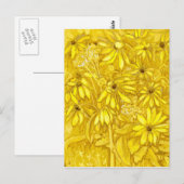 Carte Postale Artichauts de Jérusalem Fleurs d'été Floral Golden (Devant / Derrière)