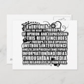 Carte Postale Article 19 Citation (B&W) (Devant / Derrière)