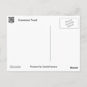 Carte Postale Articles de coordination du crapaud commun (Dos)