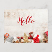 Carte Postale Articles de Noël sur une planche en bois rustique  (Devant)