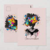 Carte Postale Artiste Abstraite Afro Woman | Noir et blanc (Devant / Derrière)