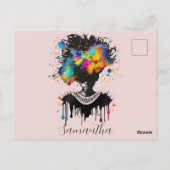 Carte Postale Artiste Abstraite Afro Woman | Noir et blanc (Dos)