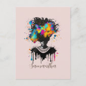 Carte Postale Artiste Abstraite Afro Woman | Noir et blanc (Devant)