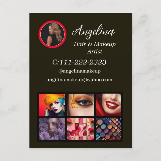 Carte Postale Artiste de maquillage photo Black Modern (Devant)