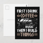 Carte Postale Artiste du café Funny Carpenter Père Woodworker (Devant / Derrière)