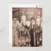 Carte Postale Artistes du cirque et Chevaux blancs (Devant / Derrière)