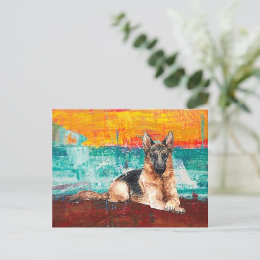 Carte Postale Artistic German Shepherd Abstract (Debout devant)
