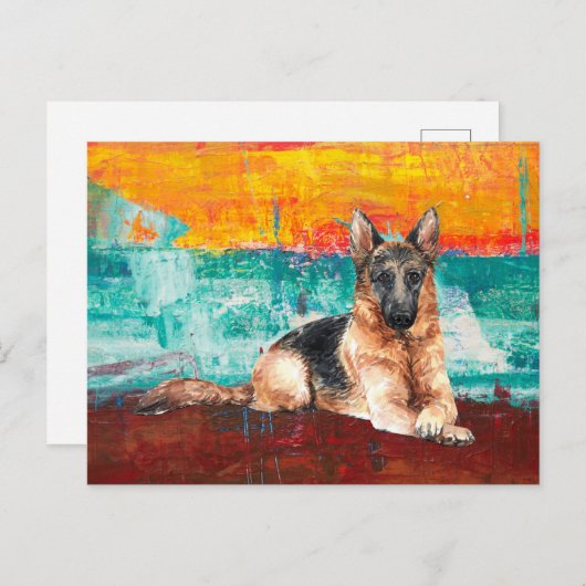 Carte Postale Artistic German Shepherd Abstract (Devant / Derrière)