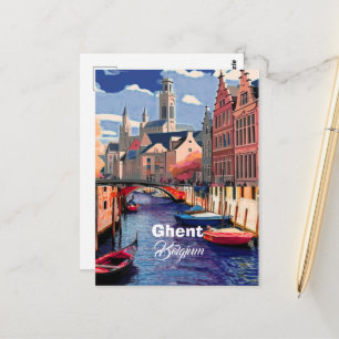carte postale artistique de voyage Gand Belgique,