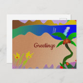 Carte Postale Arts tropicaux design, voeux (Devant / Derrière)