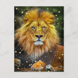 Carte Postale *~* Artsy AP23 Aquarelle céleste artistique LION