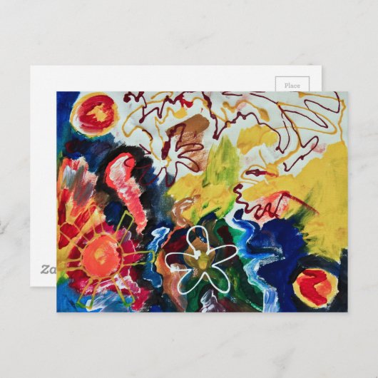 Carte Postale Artsy, art bohème abstrait (Devant / Derrière)