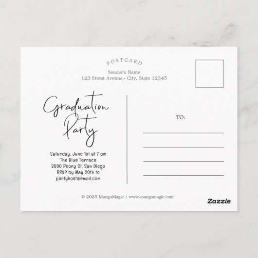 Carte Postale Artsy Doodles Graduation Faire-part (Dos)