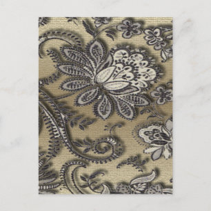 Carte Postale Artsy Embossée Fleurs Noir & Or