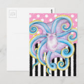 Carte Postale Artsy Octopus rose (Devant / Derrière)