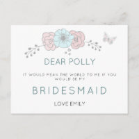 Artsy Pastel Florals Butterfly Bridesmaid Demande