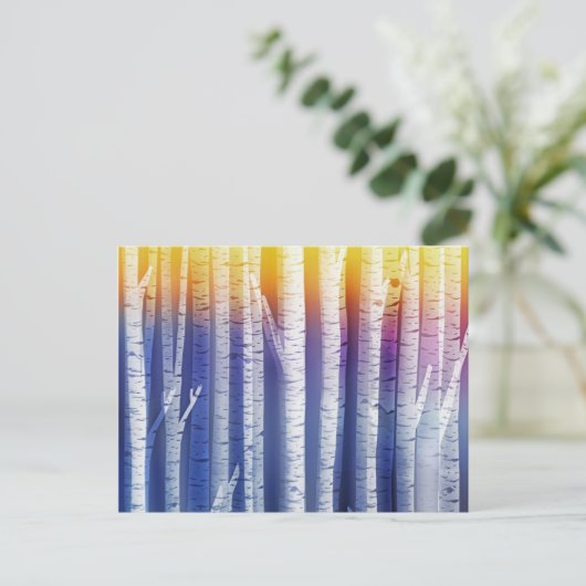 Carte Postale Artsy Rainbow Birch Tree Forest (Debout devant)