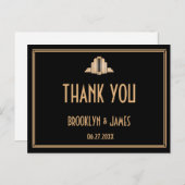 Carte Postale Artv Déco Noir Grand Gatsby Mariage Merci (Devant / Derrière)