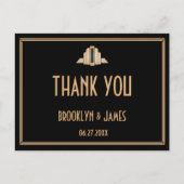 Carte Postale Artv Déco Noir Grand Gatsby Mariage Merci (Devant)