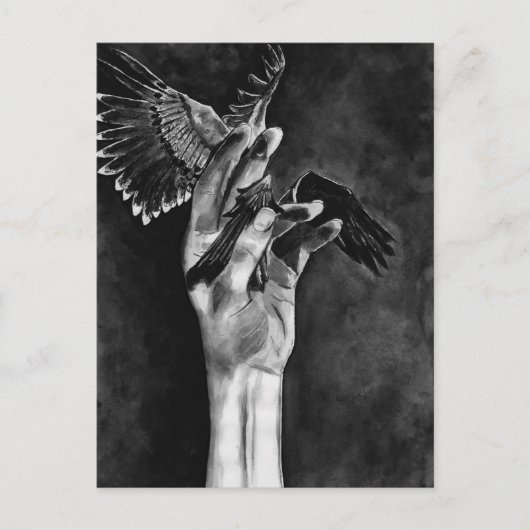 Carte Postale Artwork de doigts ailés - "Rejeté" (Devant)