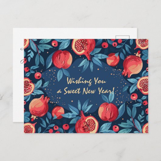 Carte Postale Arty Shana Tova - bleu & jaune (Devant / Derrière)