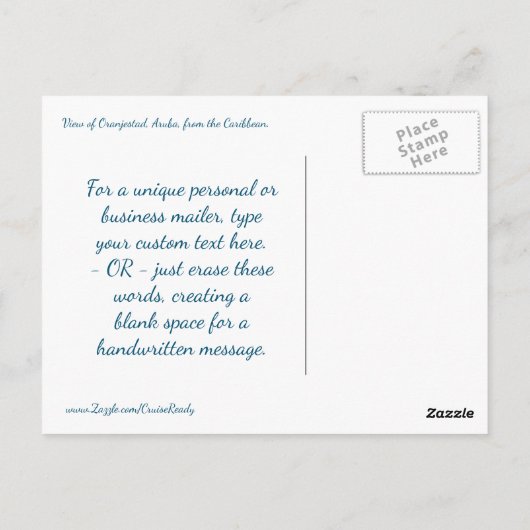 Carte Postale Aruba Marina Custom (Dos)