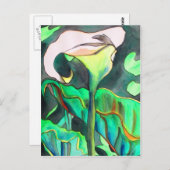 Carte Postale Arum Lily aquarelle peinture originale (Devant / Derrière)