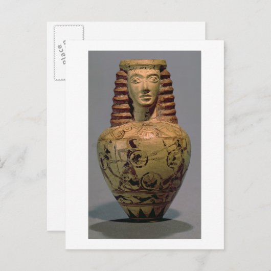 Carte Postale Aryballos Proto-Corinthien avec une tête humaine, (Devant / Derrière)