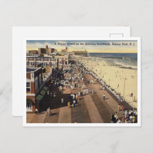 Carte Postale Asbury Park NJ, A Happy Boardwalk Crowd 1950 (Devant / Derrière)